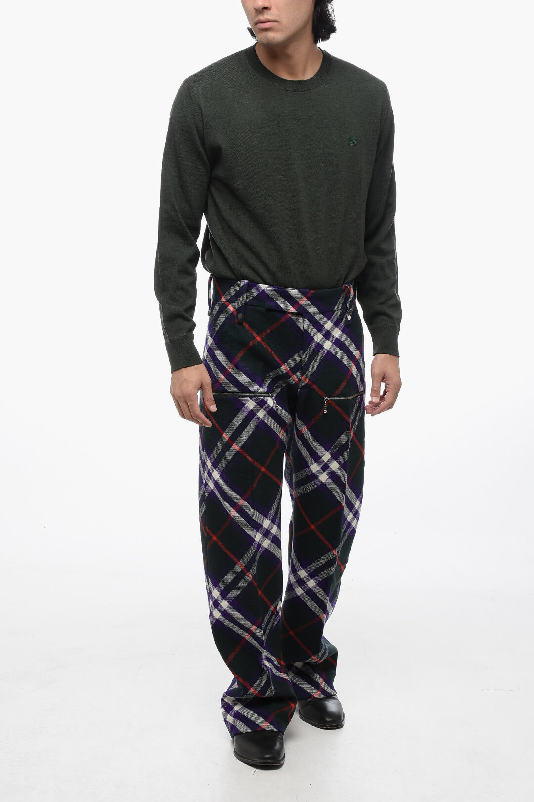 【BAON】Pirat wool banding pants Burberry Tartan Virgin Wool Multipocketed Pants men
