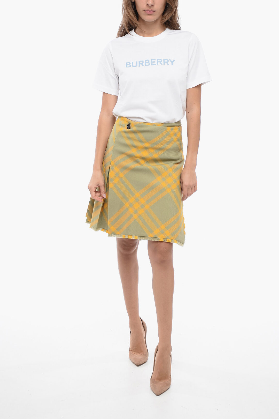 Burberry tartan wool skirt online