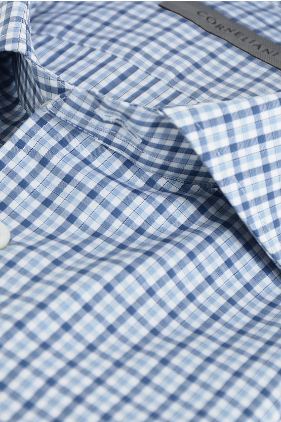 Corneliani Tattersall Check Spread Collar Shirt men Glamood Outlet