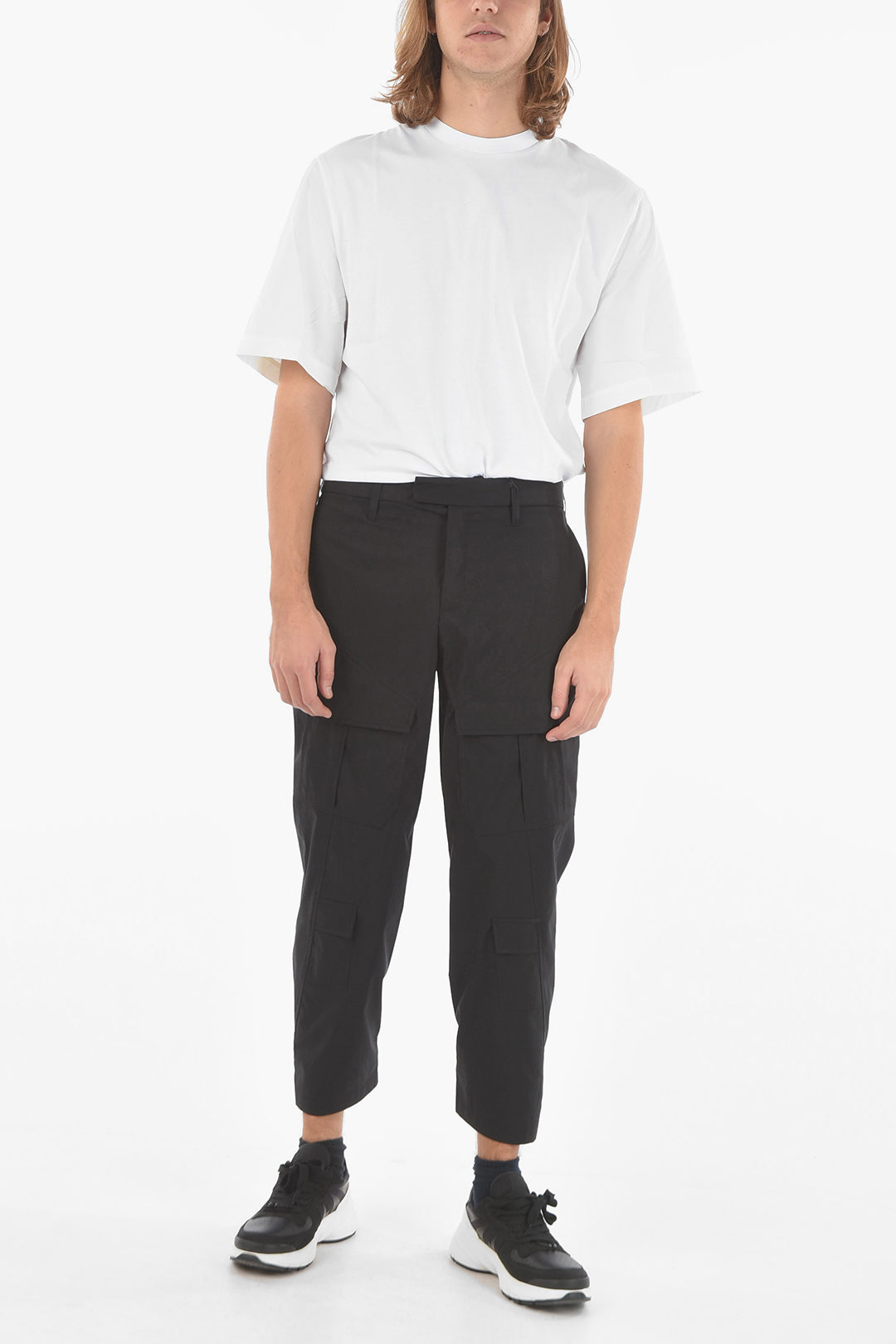 Neil Barrett Tech Cotton PARACHUTE Cargo Pants with High Waist men