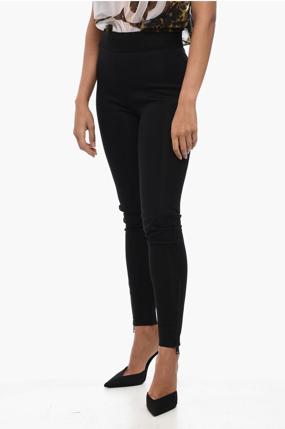 Shop Burberry Tech Fabric Leggings With Zipped Ankle