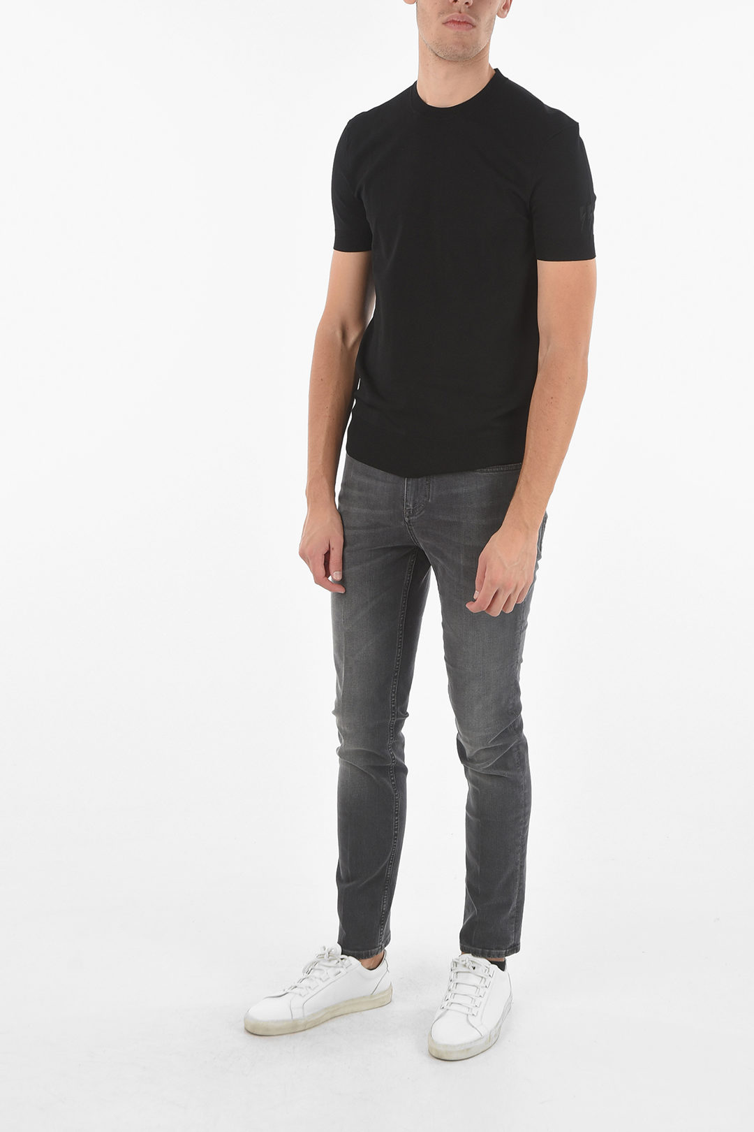 Neil Barrett Tech Knit T-shirt with THUNDERBOLT Embroidery men ...