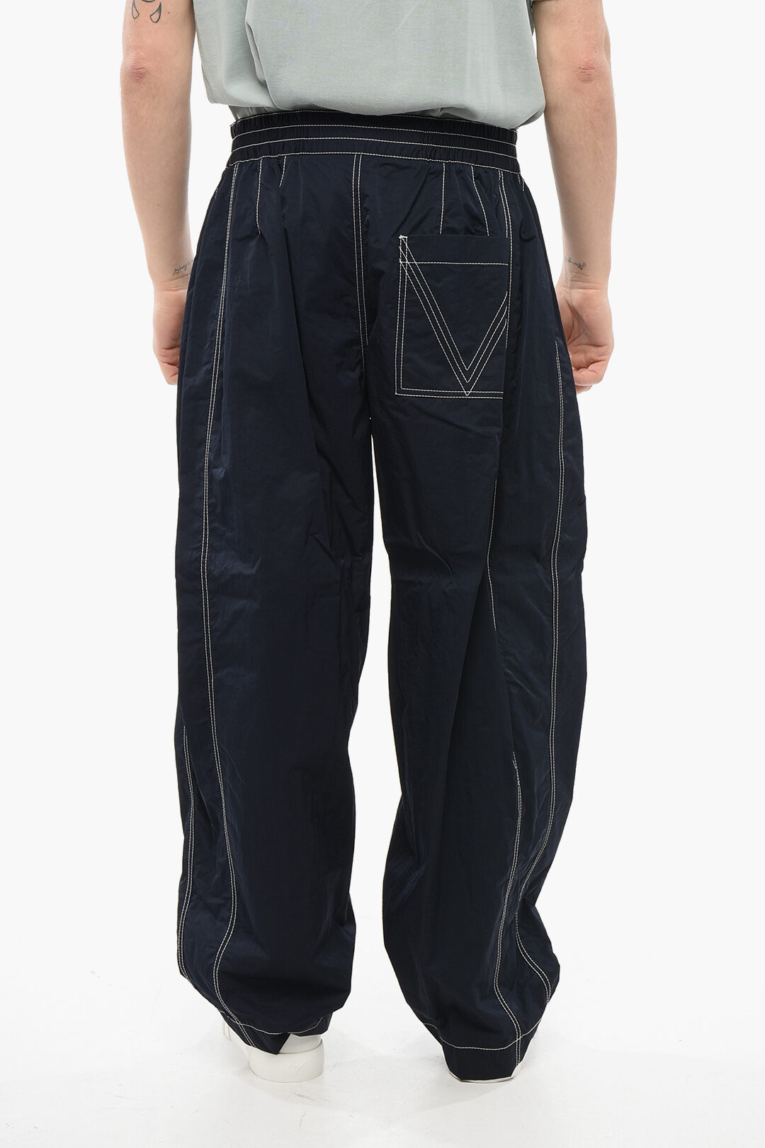 Technical faille straight pants in green - Bottega Veneta