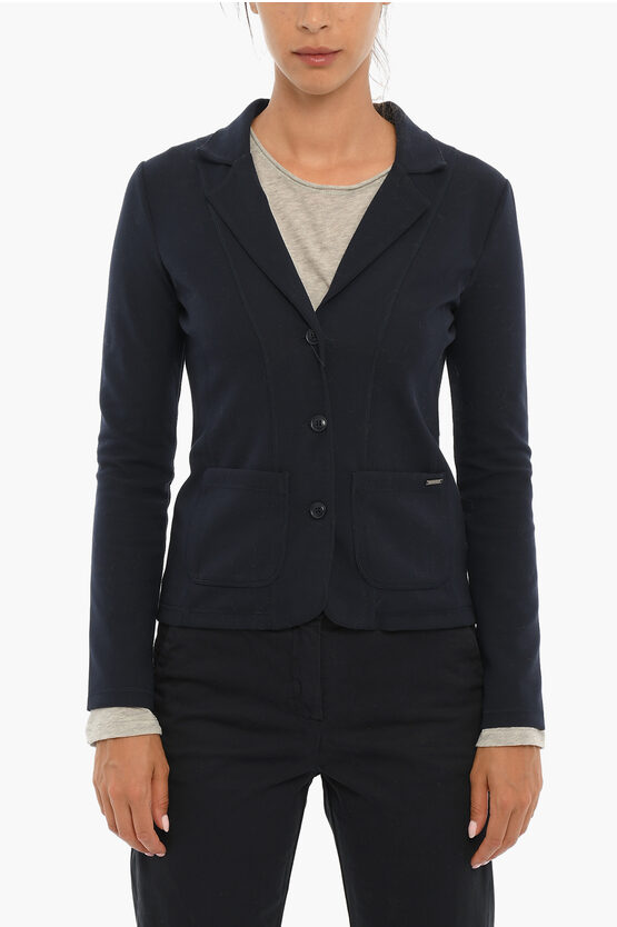 Woolrich Technical Fabric Blazer With Patch Pockets In Black