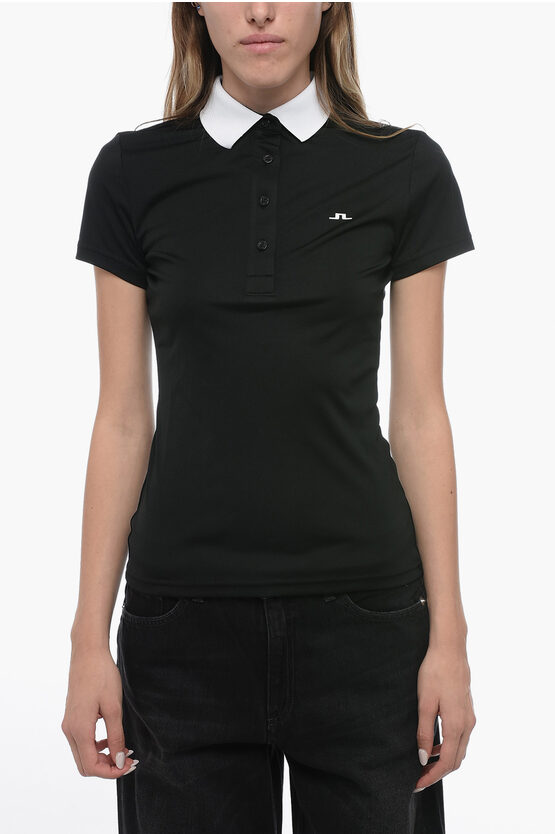 Shop J. Lindeberg Technical Fabric Cassie Polo Shirt With Contrasting Collar