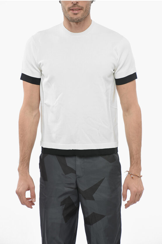 Neil Barrett Technical Fabric Crew-neck T-shirt With Contrasting Edges In White