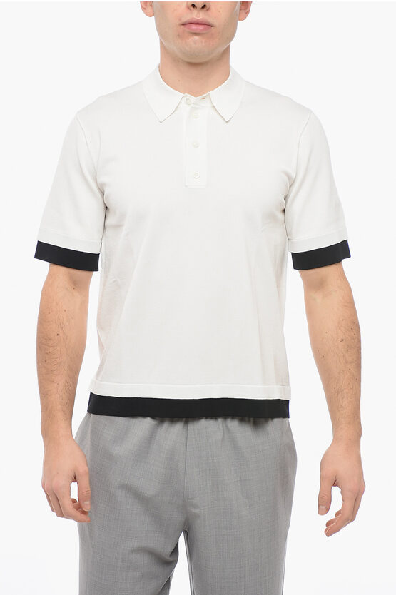 Neil Barrett Technical Fabric Loose Fit Polo Shirt With Contrasting Hem In White