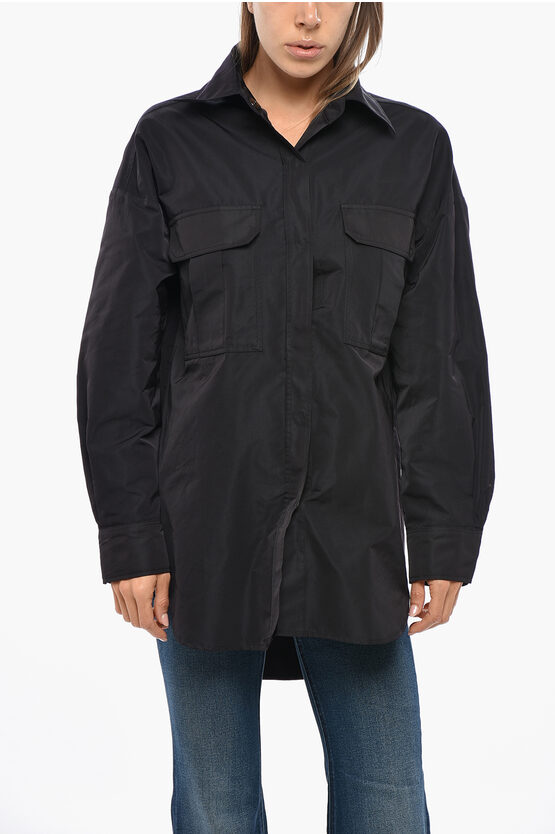 P.a.r.o.s.h Technical Fabric Pesca Shirt With Double Breast Pocket In Black