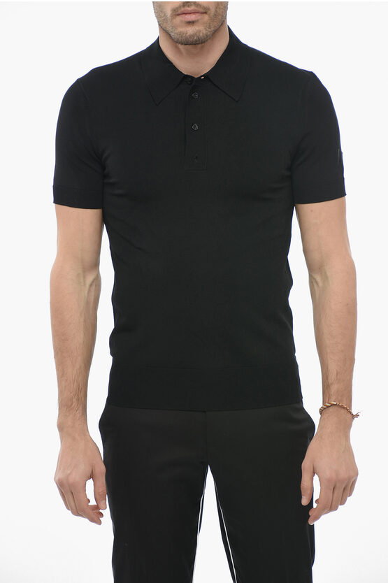 Neil Barrett Technical Fabric Slim Fit Polo Shirt In Black