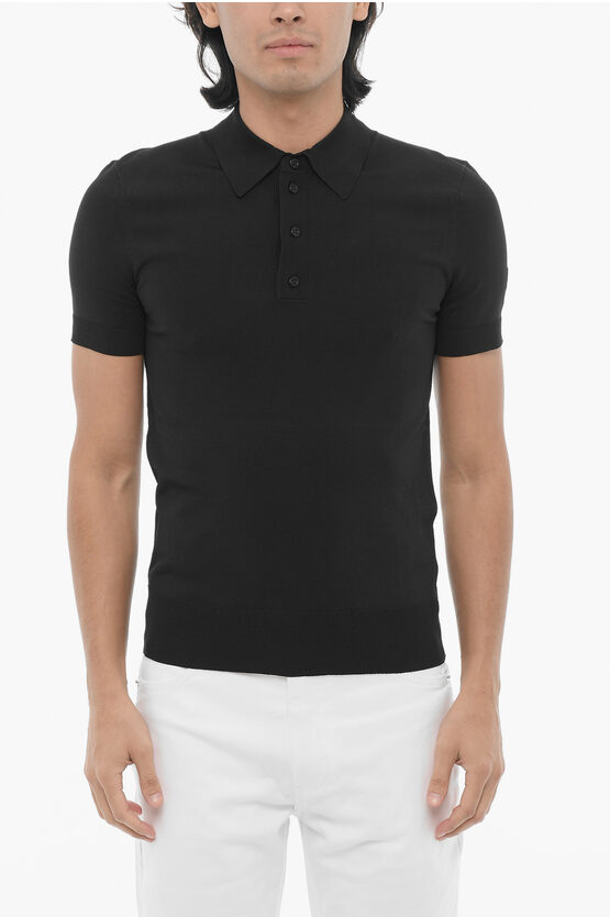 Neil Barrett Technical Fabric Slim Fit Polo Shirt In Black