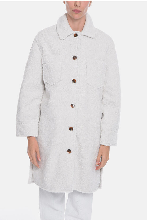 Samsoe & Samsoe Teddy Diora Coat With Breast-pockets In Gray