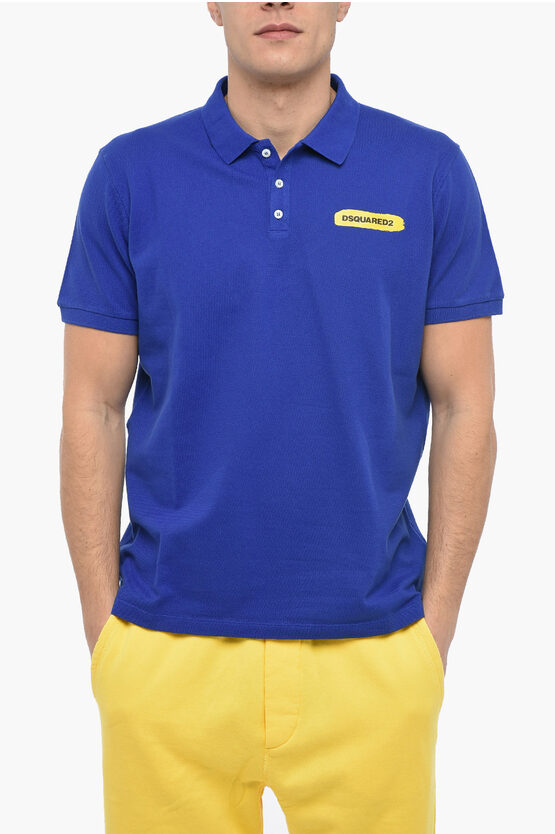 Dsquared2 Logo-print Polo Shirt In Blue