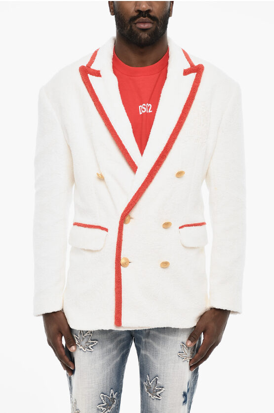 Dsquared2 Terry Cotton Double Breasted Blazer With Golden-buttons