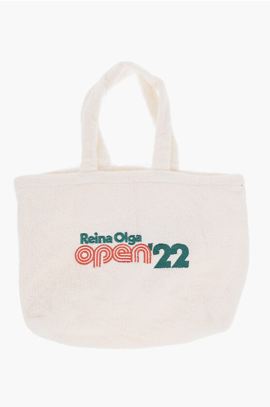 Reina Olga Terry-cotton Stefanos Tote Bag In White