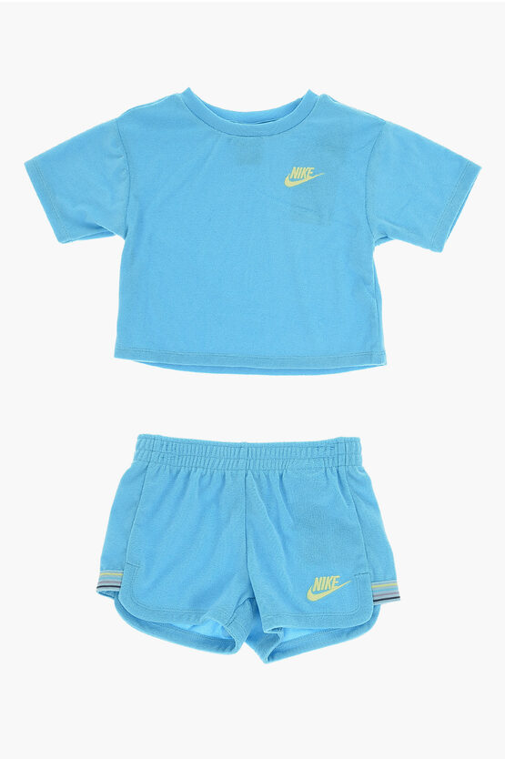 Nike Terry T-shirt And Shorts Set In Blue