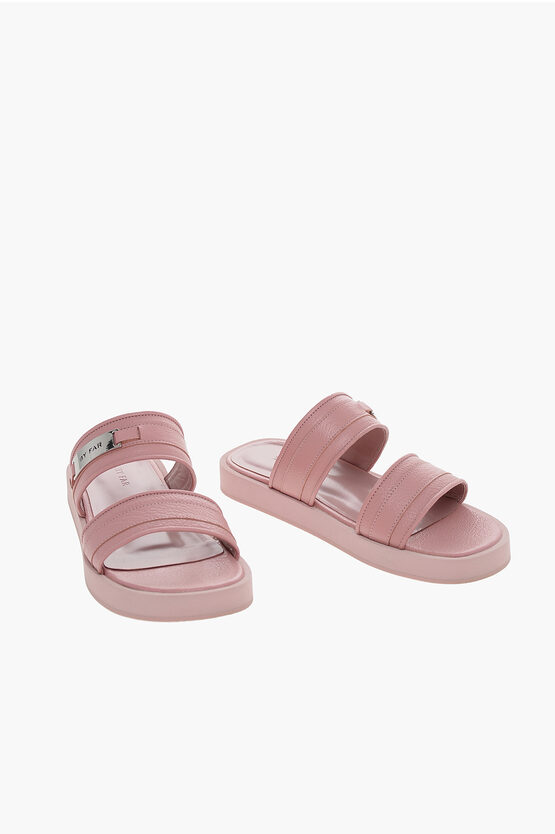By Far Tetured Leather Easy Sunflower Slides In Pink