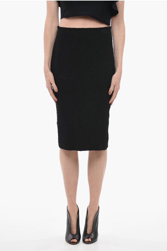 Bottega Veneta Texture Pencil Skirt With Rear Slit In Black