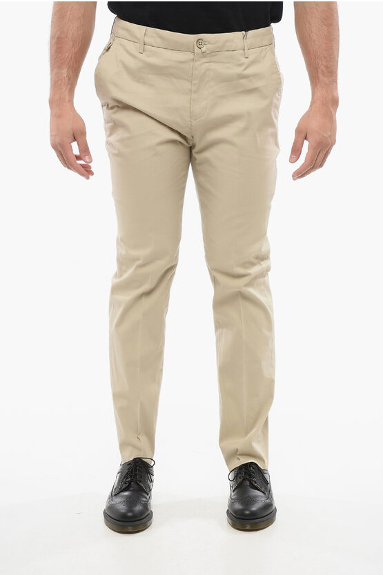 Corneliani Id Linen And Cotton Chinos Pants With Belt Loops