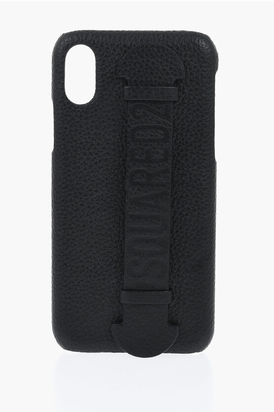 Dsquared2 Textured Eco-leather I Phone X Case With Hand Strap In Black