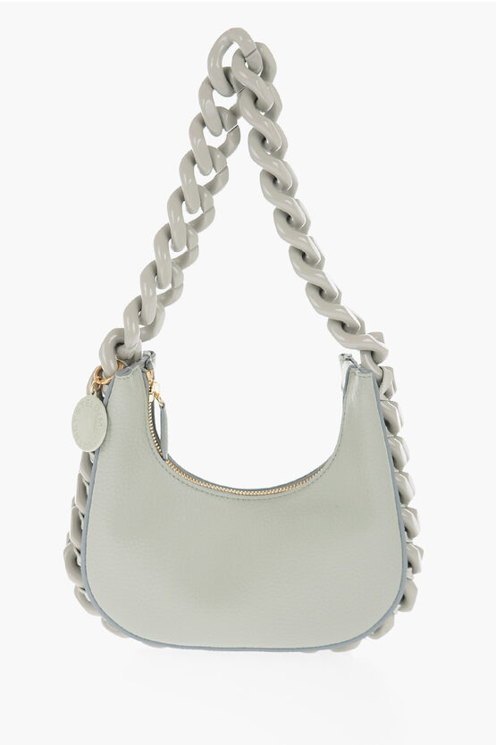 Stella Mccartney Textured Faux Leather Mini Hobo Bag With Chain Detail In Green