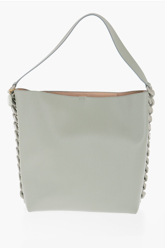 Stella Mccartney Textured Faux Leather Tote Bag With Side Chain In Neutral