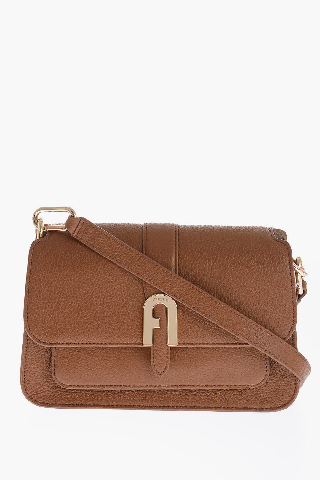 トートバッグ Furla Textured Brown Handbag With Magnetic Fastening And Furla Textured Brown Handbag With Magnetic Fastening And