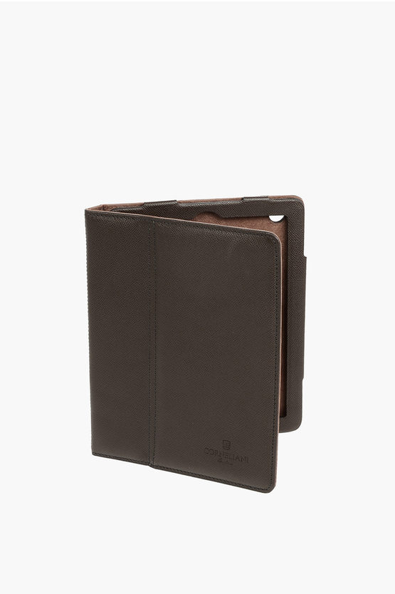 Corneliani Textured Leather Bifold Tablet Case In Brown