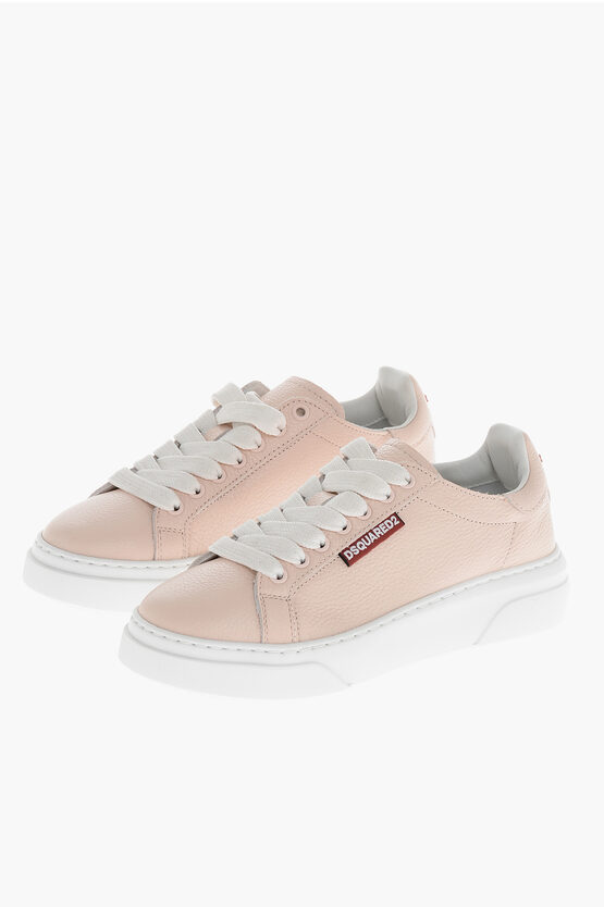 Dsquared2 Textured Leather Bumber Low-top Sneakers In Pink