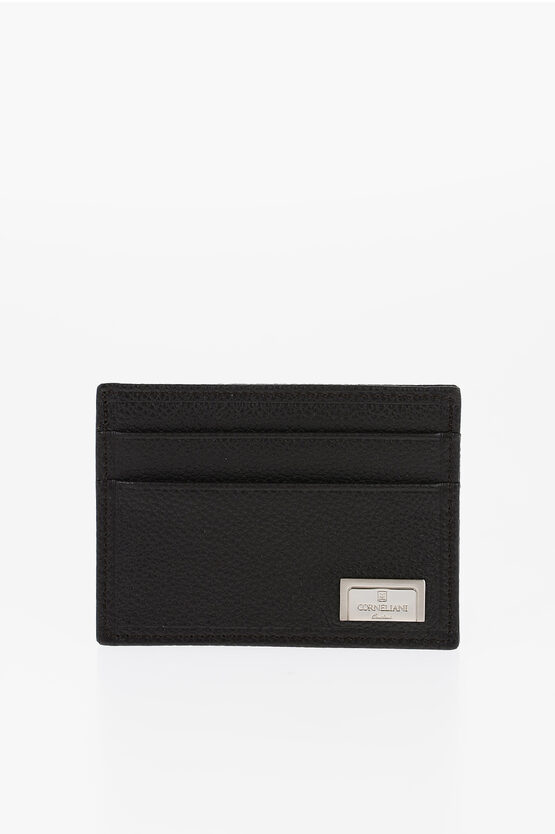 Corneliani Textured Leather Card Holder In Black
