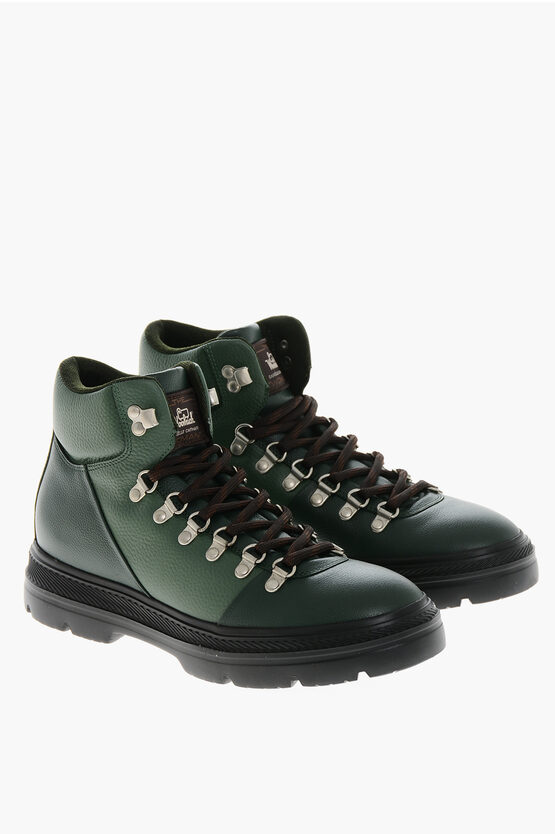 Woolrich Textured Leather Cathari Hiking Booties In Green