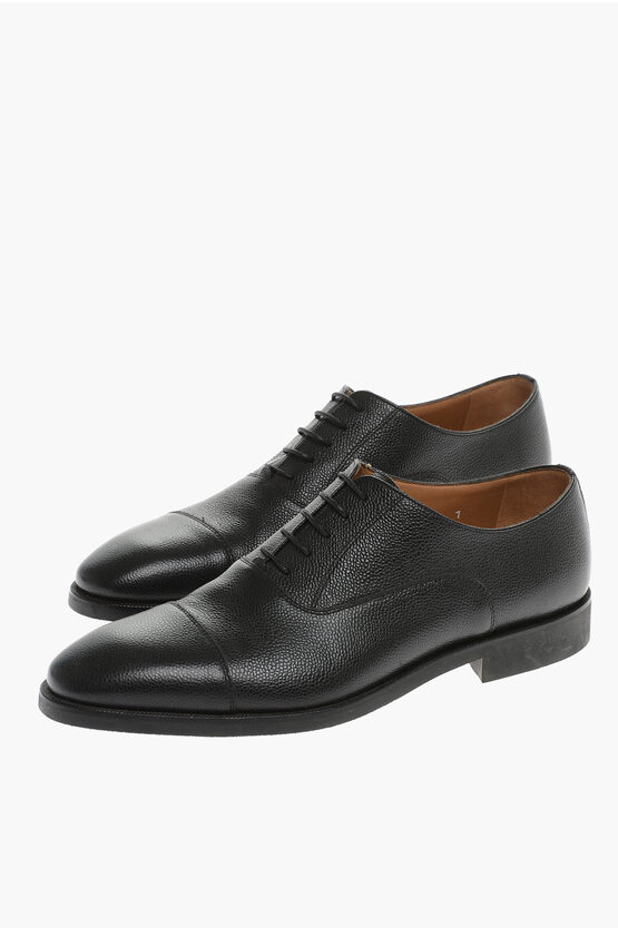 CORNELIANI TEXTURED LEATHER DERBY SHOES WITH RUBBER SOLE