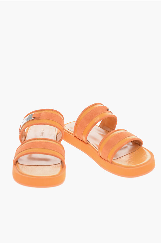 By Far Textured Leather Easy Sunflower Slides