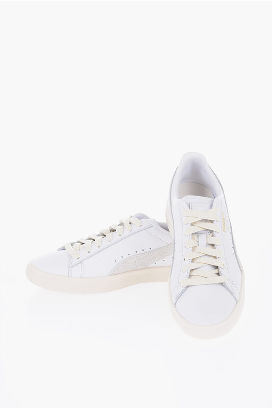 Shop Puma Textured Leather Low-top Sneakers With Suede Detail