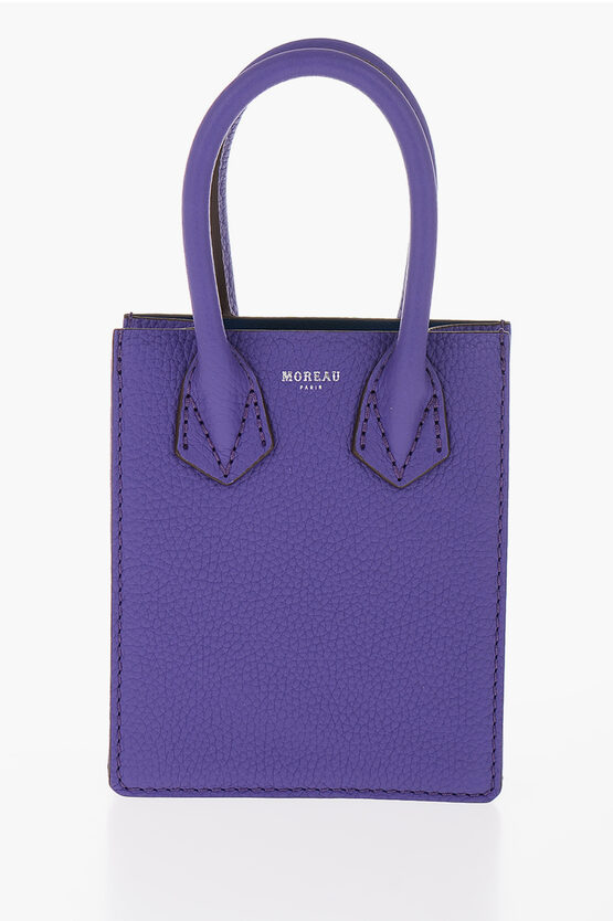 Moreau Textured Leather Mini Tote Bag With Remoable Shoulder Strap In Purple