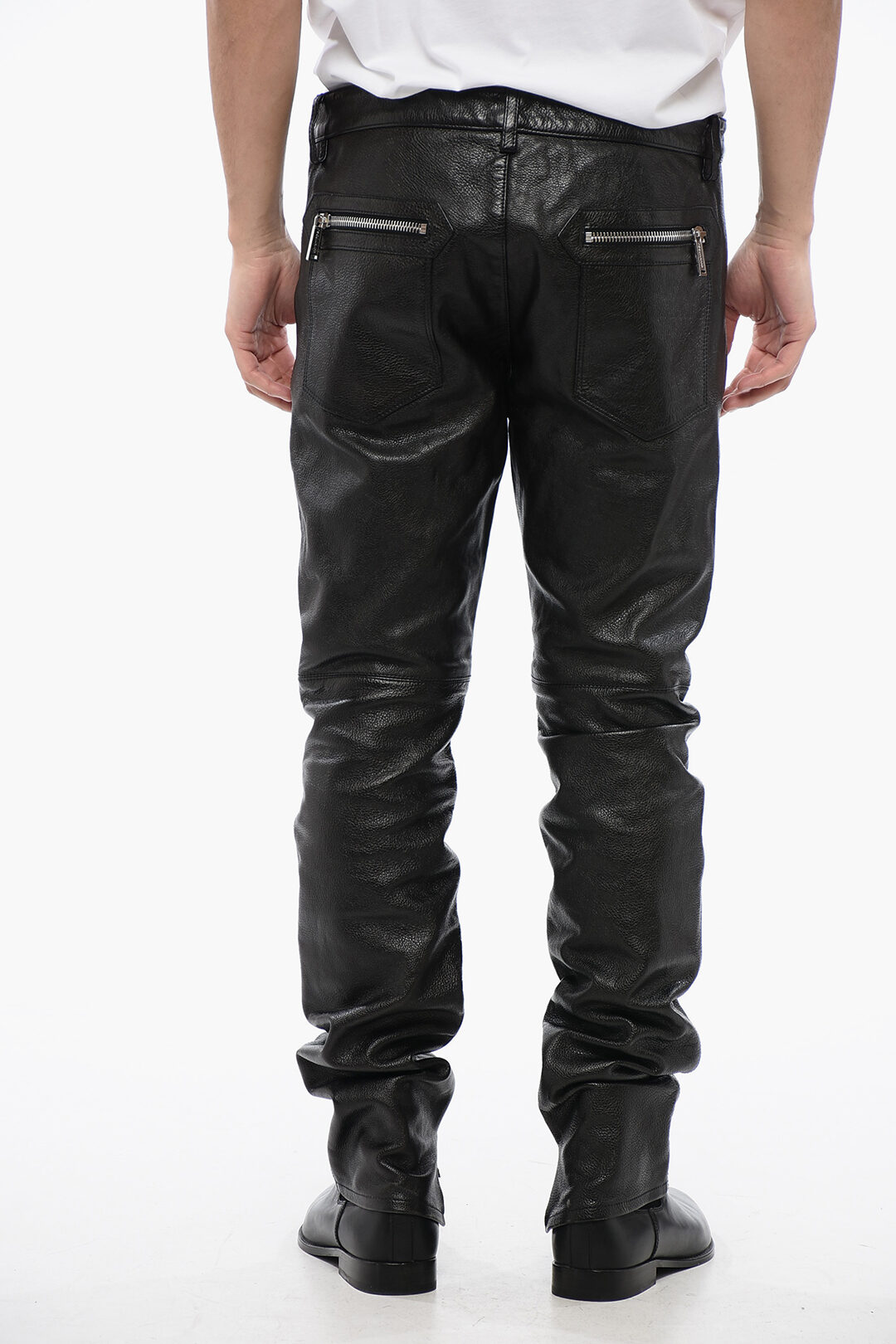 Dsquared2 Textured Leather Pants with Biker Details men Glamood