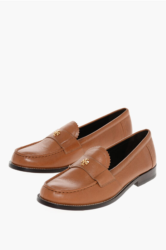 Tory Burch Textured Leather Perry Loafers In Brown