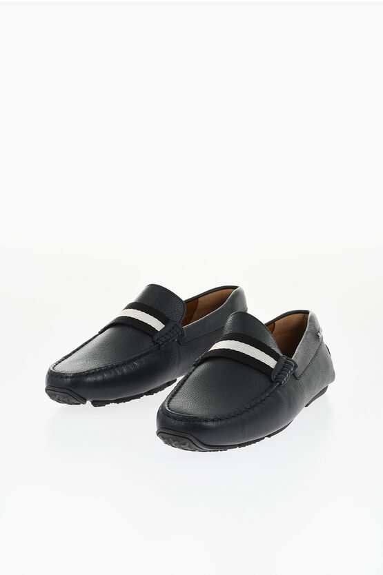 Bally Textured Leather Pierce Loafers In Black