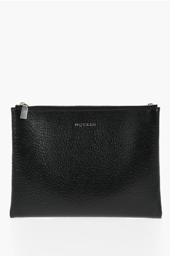 Alexander Mcqueen Textured Leather Pouch With Double Zip