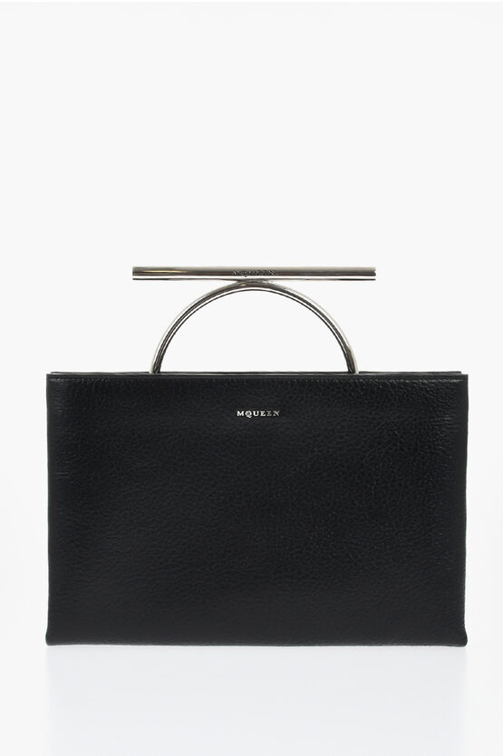 Alexander Mcqueen Textured Leather Pouch With Metal Detail