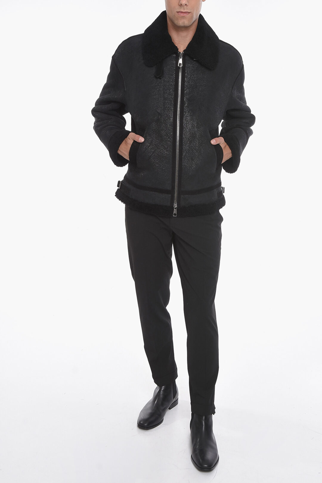 Neil Barrett Textured Leather Shearling Jacket men - Glamood