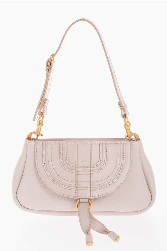 Chloé Textured Leather Shoulder Bag With Removable Strap In Neutral