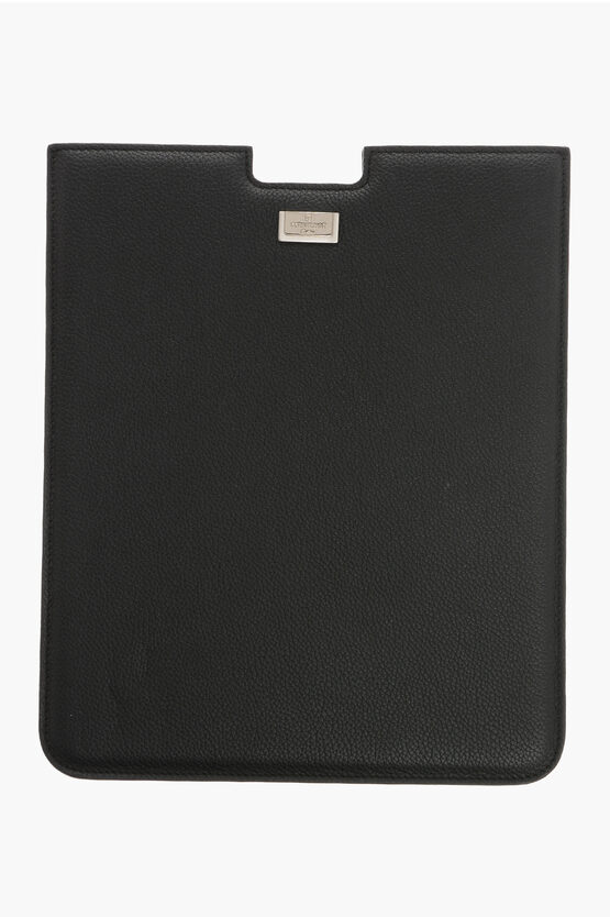Corneliani Textured Leather Tablet Case In Black