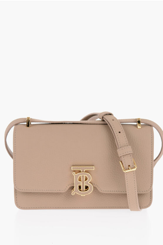 Shop Burberry Textured Leather Tb Mini Crossbody Bag With Monogram-shaped