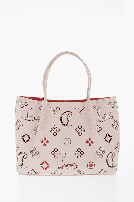 Christian Louboutin Textured Leather Tote Bag With Cut-out Details In Pink