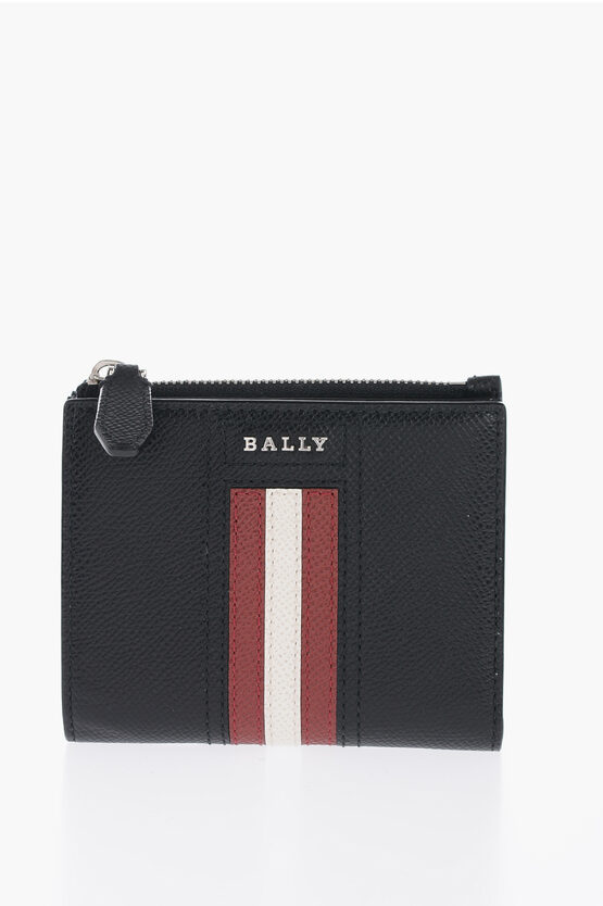 Shop Bally Textured Leather Tunner Wallet With  Stripe Detail
