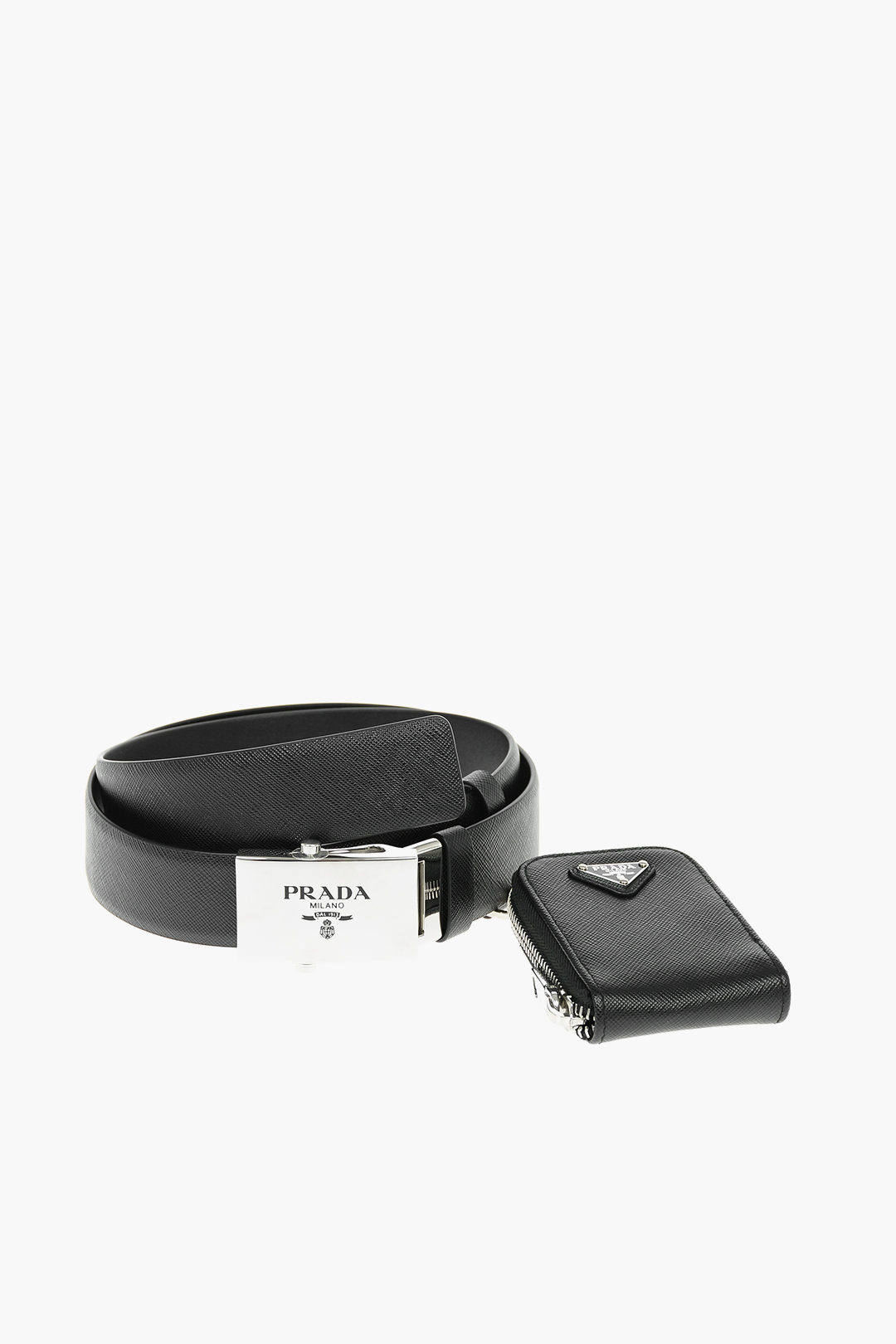 Prada Textured Leather Utility Belt with Logoed Pouch men - Glamood Outlet