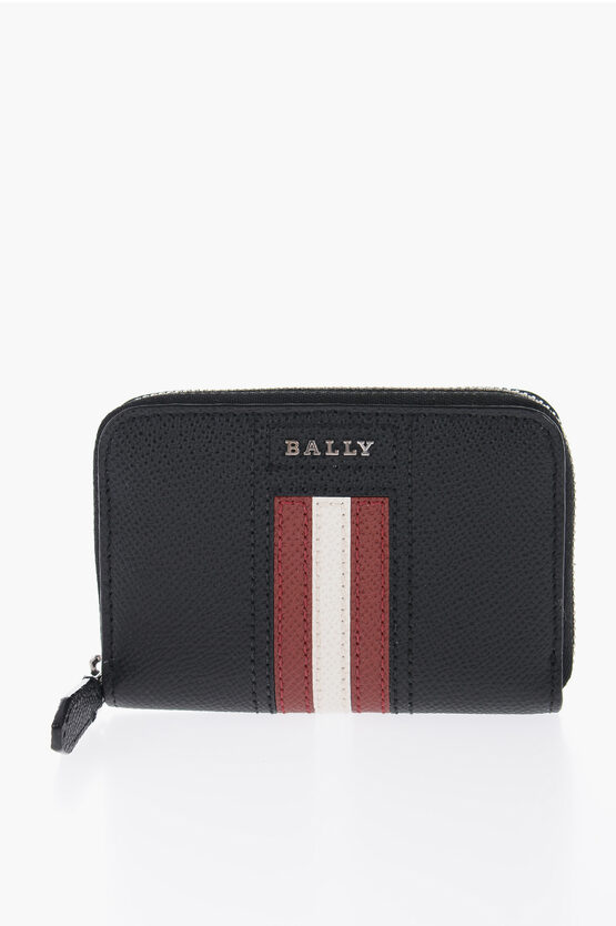 Shop Bally Textured Leather Wallet With  Stripe Detail