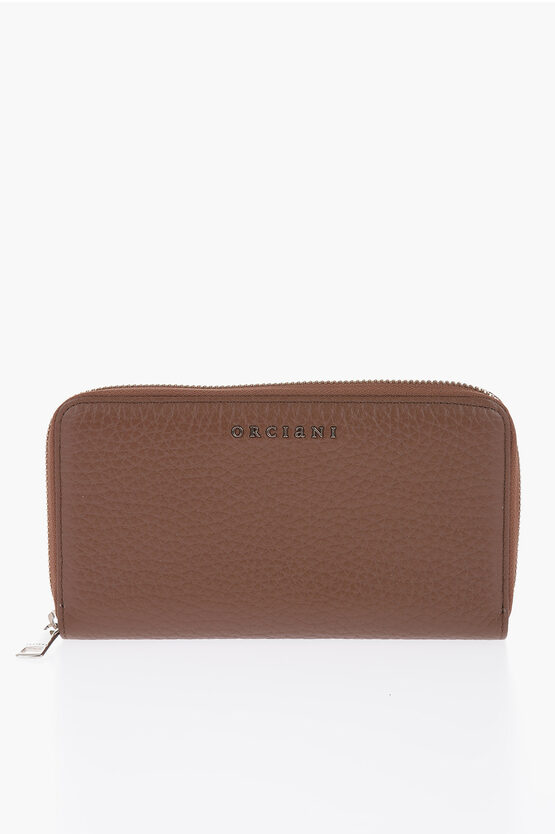 Shop Orciani Textured Leather Wallet With Metal Logo