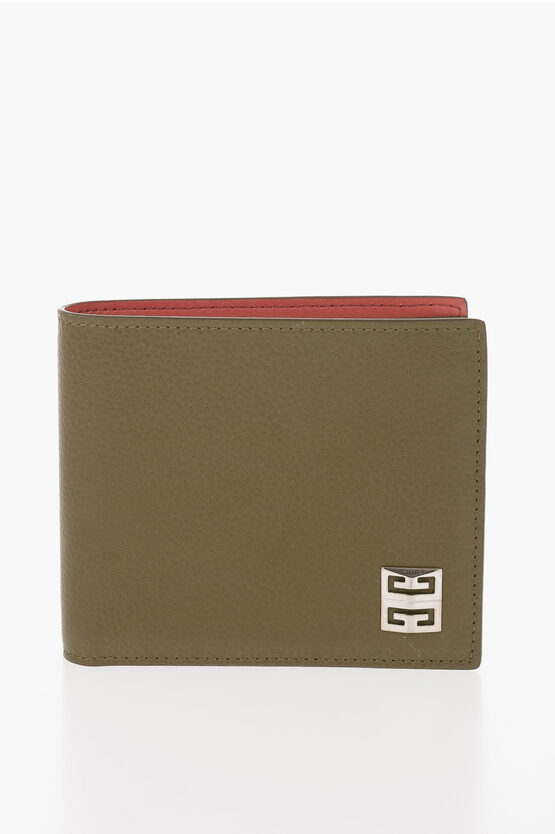 Givenchy Textured Leather Wallet With Silver-tone Logo In Green