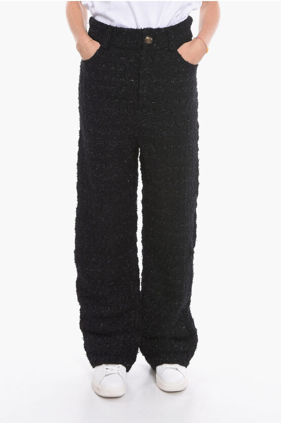 Shop Balenciaga Textured Tweed Baggy Trousers